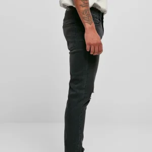 luxe soldes URBAN CLASSICS Jean Droit – Black Destroyed Washed 17