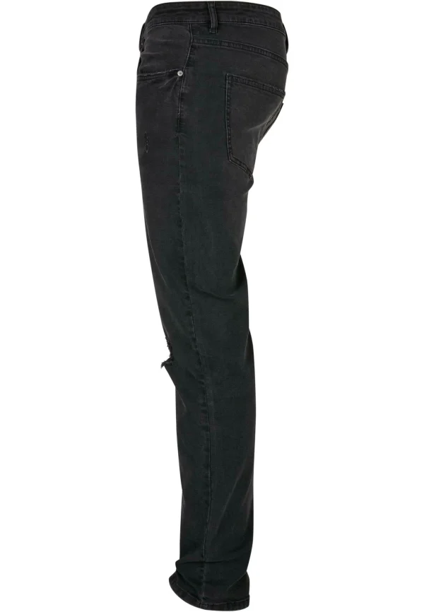 luxe soldes URBAN CLASSICS Jean Droit – Black Destroyed Washed 9