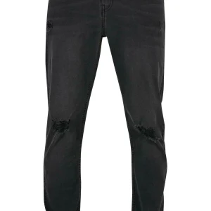 luxe soldes URBAN CLASSICS Jean Droit – Black Destroyed Washed 21