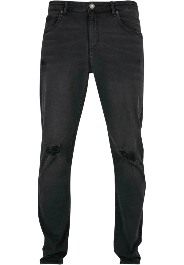 luxe soldes URBAN CLASSICS Jean Droit – Black Destroyed Washed 7
