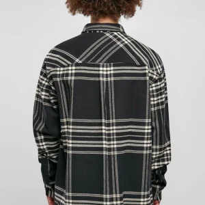 magasin solde URBAN CLASSICS Long Oversized Checked Summit – Chemise – Black 15