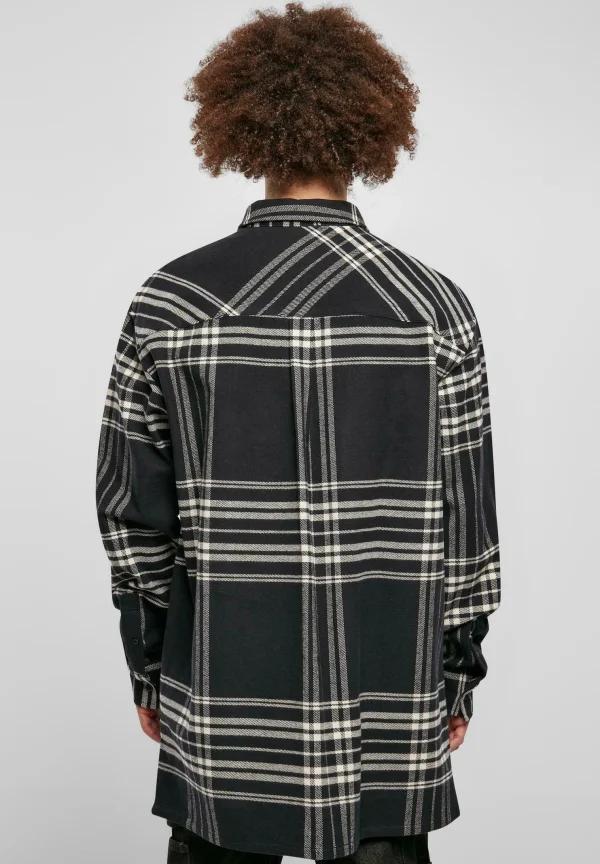 magasin solde URBAN CLASSICS Long Oversized Checked Summit – Chemise – Black 4