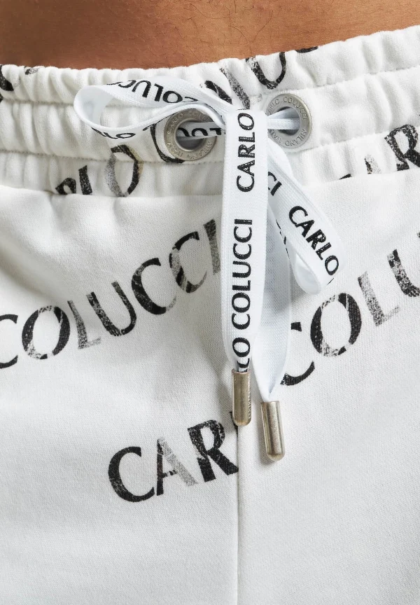 Distributeur Officiel URBAN CLASSICS Carlo Colucci Allover Logo – Pantalon De Survêtement – White 7