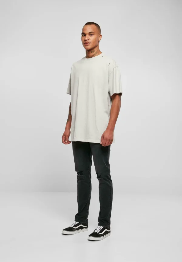 luxe soldes URBAN CLASSICS Jean Droit – Black Destroyed Washed 3