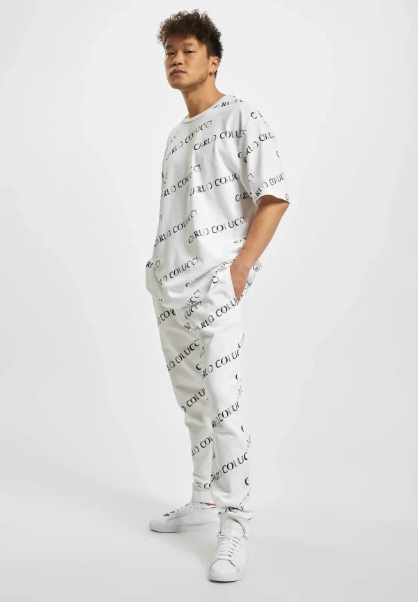 Distributeur Officiel URBAN CLASSICS Carlo Colucci Allover Logo – Pantalon De Survêtement – White 3