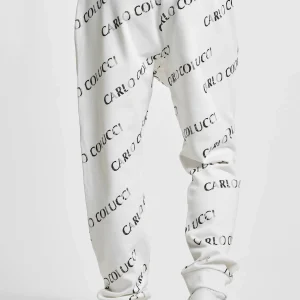 Distributeur Officiel URBAN CLASSICS Carlo Colucci Allover Logo – Pantalon De Survêtement – White 15