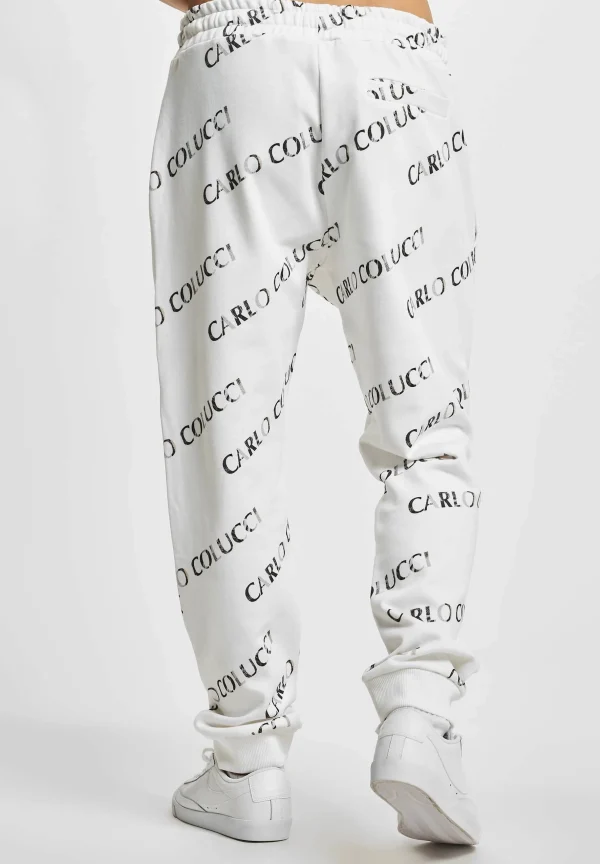 Distributeur Officiel URBAN CLASSICS Carlo Colucci Allover Logo – Pantalon De Survêtement – White 5