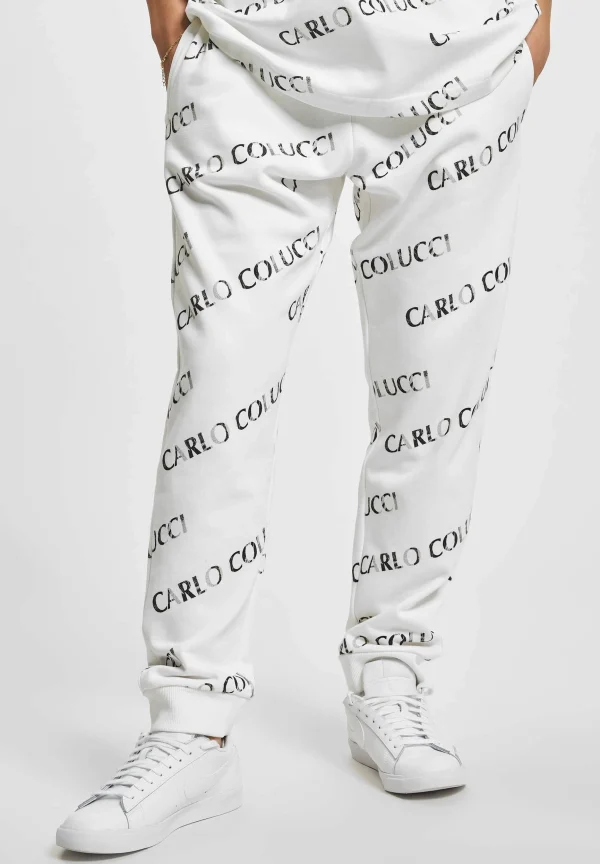Distributeur Officiel URBAN CLASSICS Carlo Colucci Allover Logo – Pantalon De Survêtement – White 4