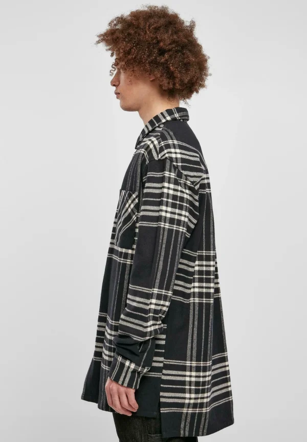 magasin solde URBAN CLASSICS Long Oversized Checked Summit – Chemise – Black 6