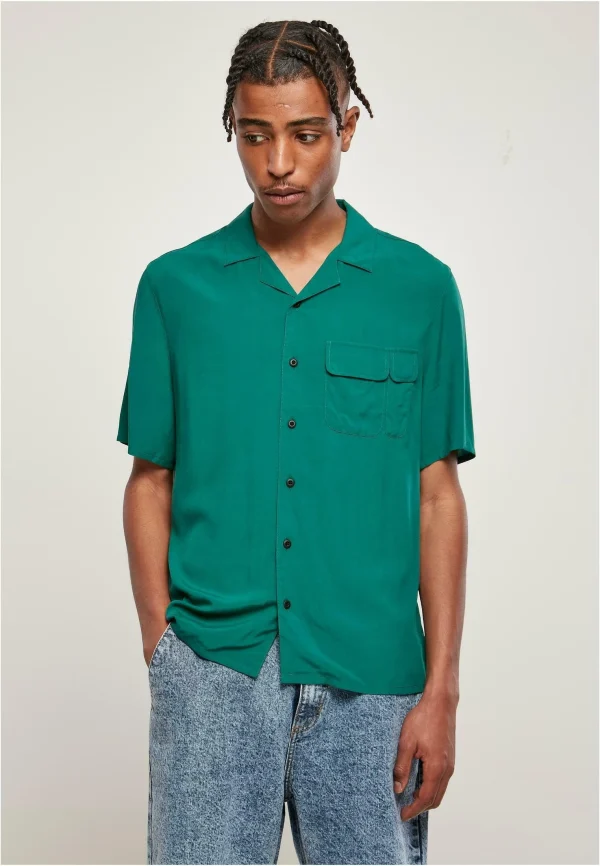 vente luxe pas cher URBAN CLASSICS Viscose Camp Shirt – Chemise – Green 1