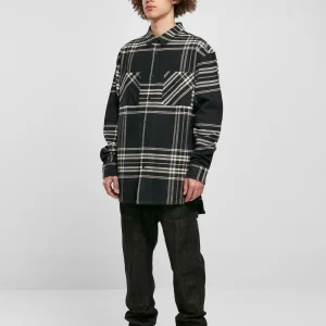 magasin solde URBAN CLASSICS Long Oversized Checked Summit – Chemise – Black 13