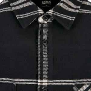 magasin solde URBAN CLASSICS Long Oversized Checked Summit – Chemise – Black 23
