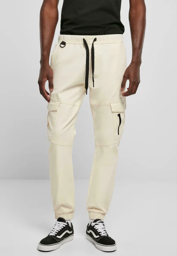 boutique pas cher URBAN CLASSICS Zipper D-Ring – Pantalon Cargo – Creme 1