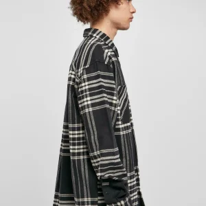 magasin solde URBAN CLASSICS Long Oversized Checked Summit – Chemise – Black 17