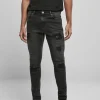 boutique en ligne URBAN CLASSICS Heavy Destroyed Slim Fit Jeans – Jean Slim – Realblk Heavy Destroyed Washed 13