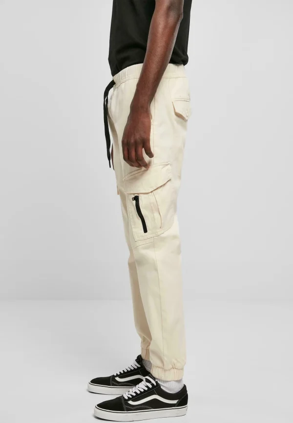 boutique pas cher URBAN CLASSICS Zipper D-Ring – Pantalon Cargo – Creme 6
