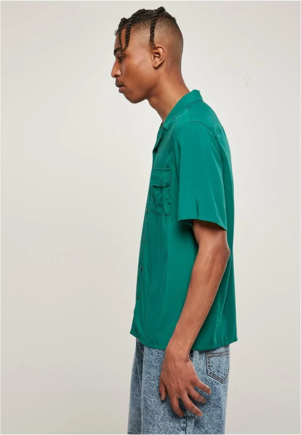 vente luxe pas cher URBAN CLASSICS Viscose Camp Shirt – Chemise – Green 6